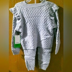 Modern Moments by Gerber Toddler Girl Cable Knit Ruffle Sweater&Pant,2-Piece 4t.